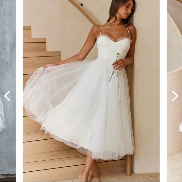 Hello Molly Wandering in the Light White Tulle Corset Sweetheart Midi Dress - Picture 6 of 15